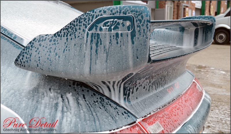 porsche-gt2-rear-wing-snow-foam-car-care-preston-lancashire